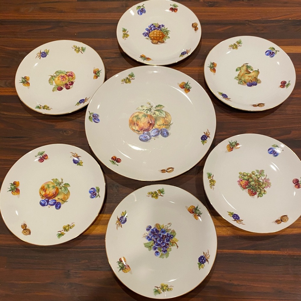 Bohemia China Fruit Design set of 6 w platter